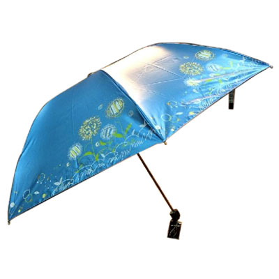 黑滌彩膠三折晴雨傘