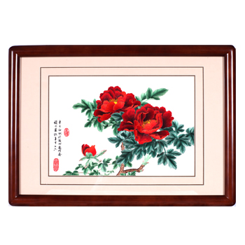 廣繡-紅牡丹