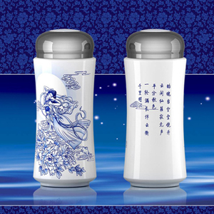 花好月圓青花保溫杯