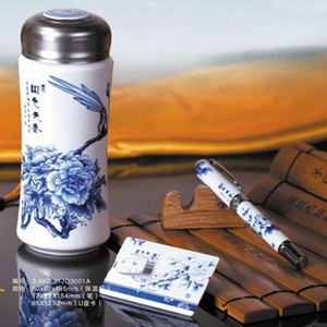 國色天香青花骨瓷文具