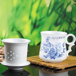 富貴滿園青花骨瓷杯