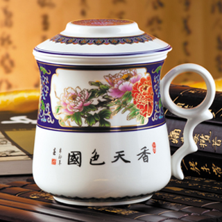 國色天香景泰藍杯